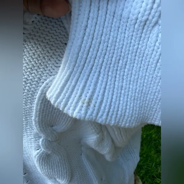 J. Crew Cable Knit White Sweater Chunky Cropped Preppy Academia‎ Y2K Fisherman - Image 7