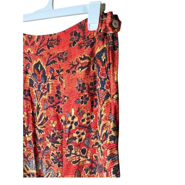 Soft Surroundings Women’s Skirt Orange Midi Boho Baroque‎ Velvet Hem SIze L - Image 4