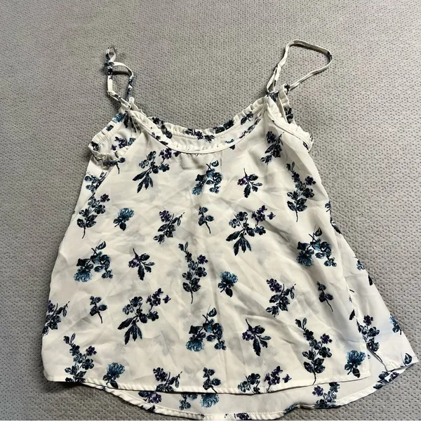 Abercrombie White & Blue Floral Print Swing Cami Tank Top XSmall EUC - Image 4