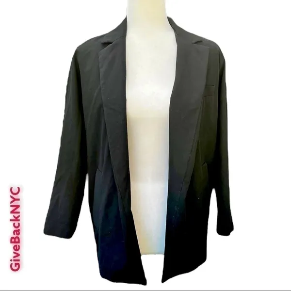 Zara Open Front Boyfriend Blazer Black XXS - Image 2