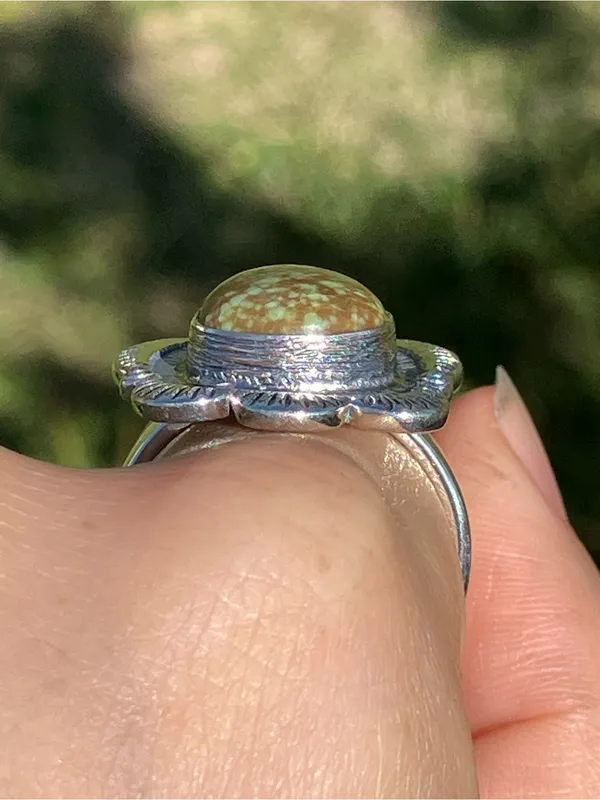 Genuine Turquoise Sterling Silver Ring Size 10.5 Green - Image 2