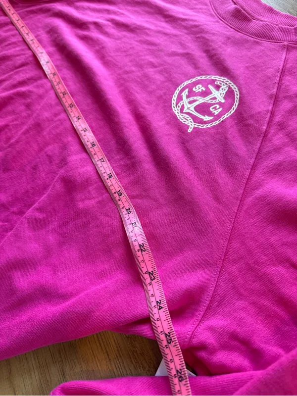 Old Navy Magenta Crewneck Sweatshirt with White Sleeve Stripes - Image 7