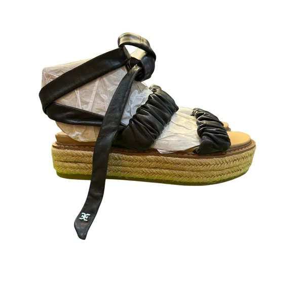 SAM EDELMAN Womens Black Kerin Tie Ankle Platform Leather Espadrille Shoes 7 - Image 11