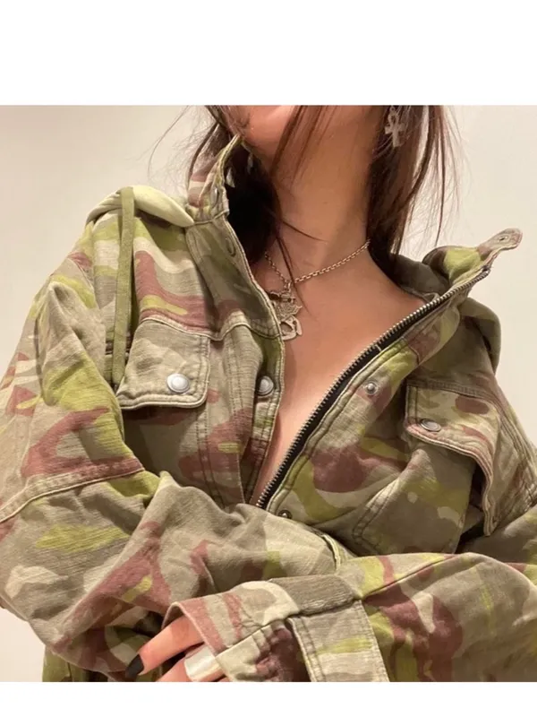 Free People Nocturne Camo Parka Jacket Women's Size S Green Utility Grunge - Image 2