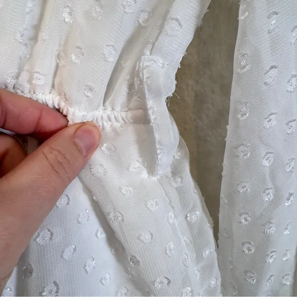 Lioness White Swiss Dot Tiered Mini Dress Womens S Boho Fairy Cottage Core Bride - Image 6