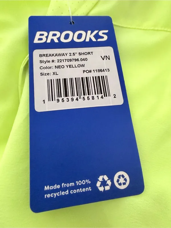 Brooks‎ Breakaway 2.5" Short Neo Yellow XL New - Image 5