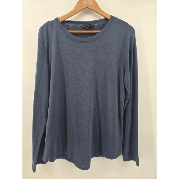 Banana Republic Long Sleeve Tee Women XL Blue Crew‎ Neck Basic Soft Knit Top - Image 2