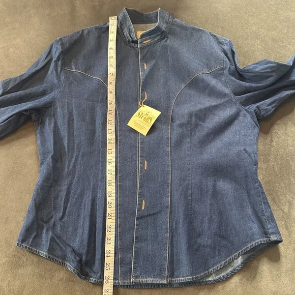 Vintage Stubbs Collection Denim Button-Up Long Sleeve Shirt NO BUTTONS Size L - Image 7