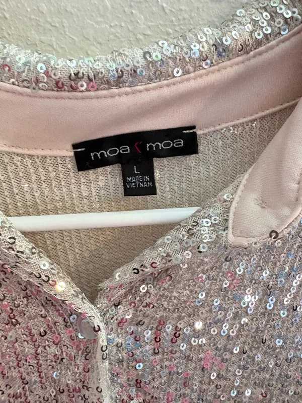 Sequin Button Up Silver Size L - Image 2