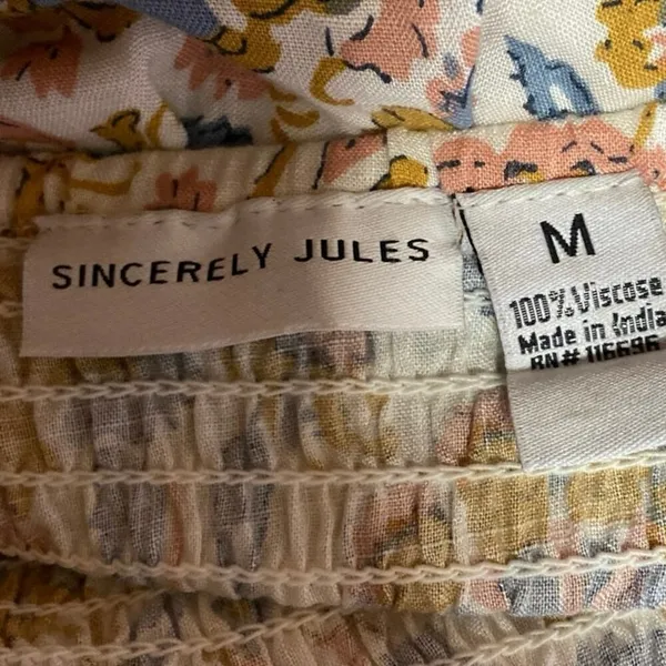 Sincerely Jules Multicolor Floral Smocked Spaghetti Strap Midi Summer Dress Sz M - Image 4