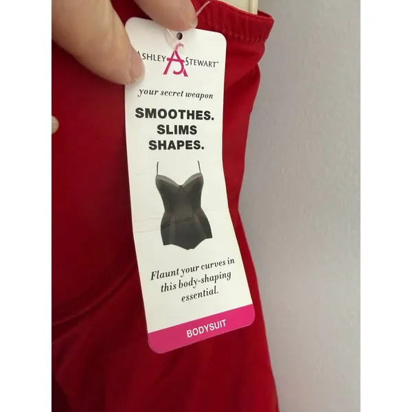 Ashley Stewart Racing Red Satin Panel Medium Control Shapewear Bodysuit Women 1X - Image 3