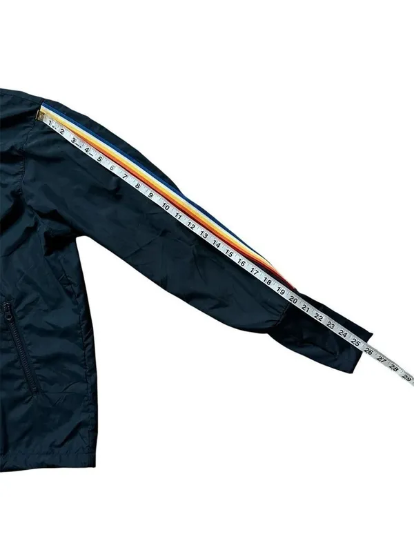 ZYIA Active Rainbow Sleeve Bomber Jacket w/ Thumbholes Blue Size Medium - Image 12