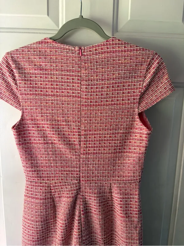 Grace Karin Pink Tweed Square Neck Mini Fit and Flare Dress Sz S VTG 60s Insp - Image 10