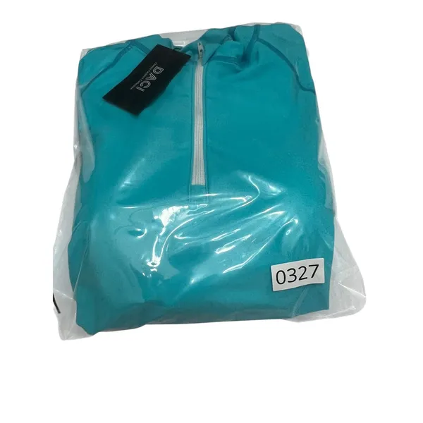 DACI Women Quarter Zip Athletic Pullover Turquoise Long Sleeve Rash Guard L NWT - Image 5