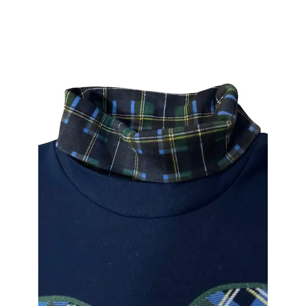 Vintage Basic Editions Turtleneck Sweatshirt Womens M Teddy Bear Plaid USA - Image 5