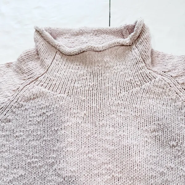 LL Bean pale‎ Pink Cotton Ragg Funnelneck Pullover Sweater Size XS - Image 6