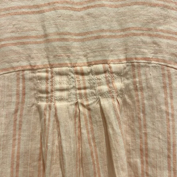 Joie Women Large Pink White Striped 100% Linen‎ Henley Blouse Boho Smocked Top - Image 7