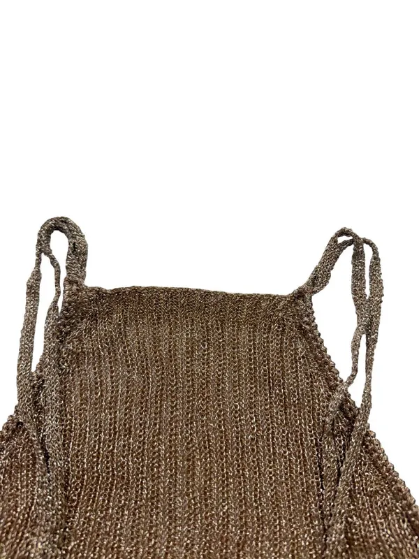 Topshop Bronze Metallic Ribbed Knit Halter Top Cami Tank Shirt Size 2 Women's - Image 4