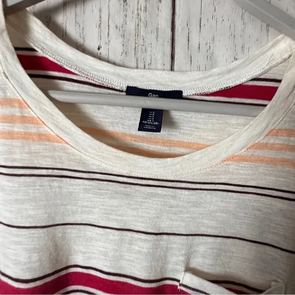Gap Sleeveless Pocket Striped Sleeveless Top - Red, Orange, and White Sz S - Image 2