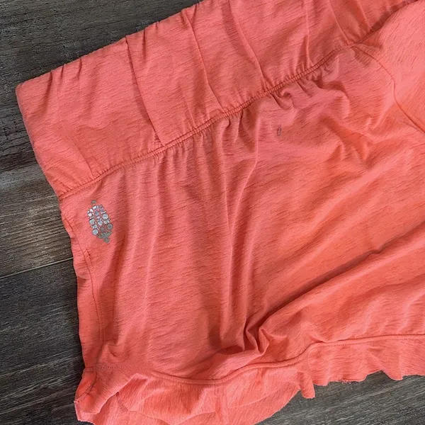 Free People Movement Boho Athleisure High Rise Coral Ruffled Layering Shorts L - Image 9