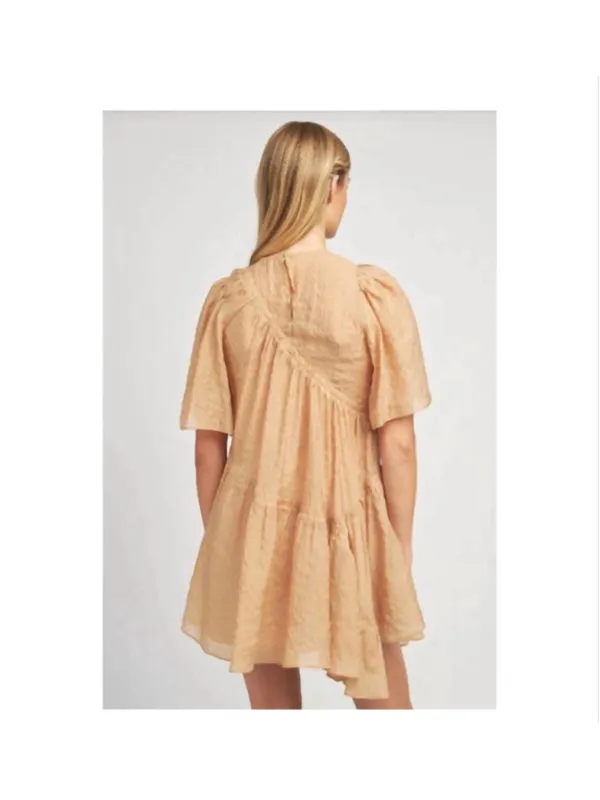 En Saison Dee Dee Asymmetrical Striped Mini Dress Tan Size XS - Image 4