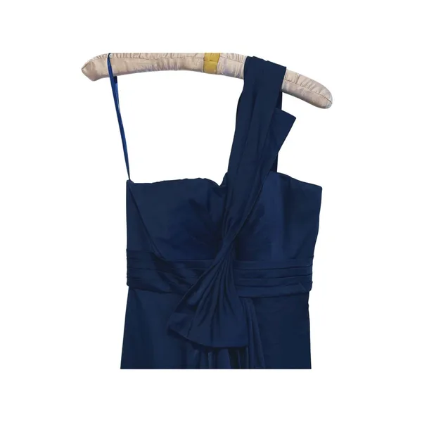 BCBG Maxazria Satin One Shoulder Mini Dress Size 6 Navy Blue Cocktail Event - Image 4