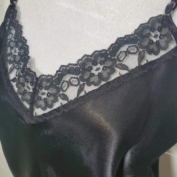 Gilligan & O’Malley Slinky Black Mini Slip Dress. Size: L.‎ - Image 2