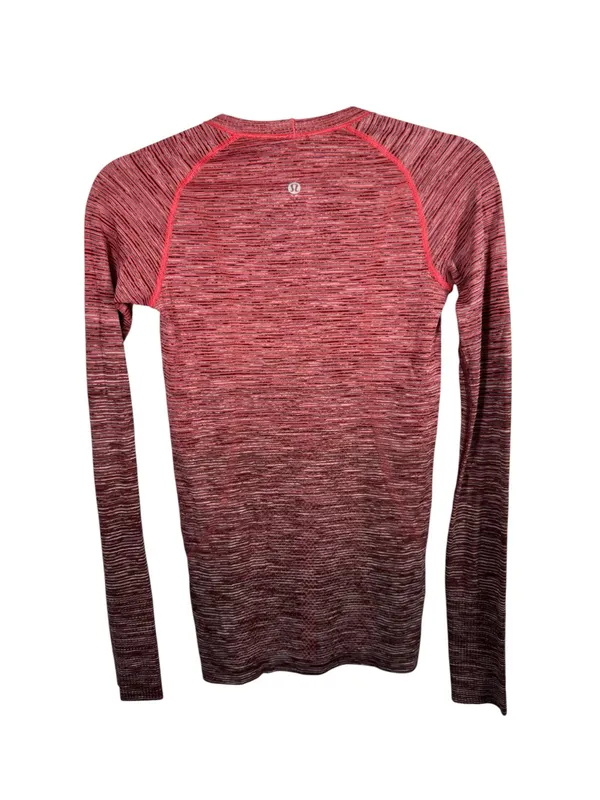 Lululemon Swiftly Tech Long Sleeve Crew Size 4 Red‎ Alert White Dark Sport Red - Image 4
