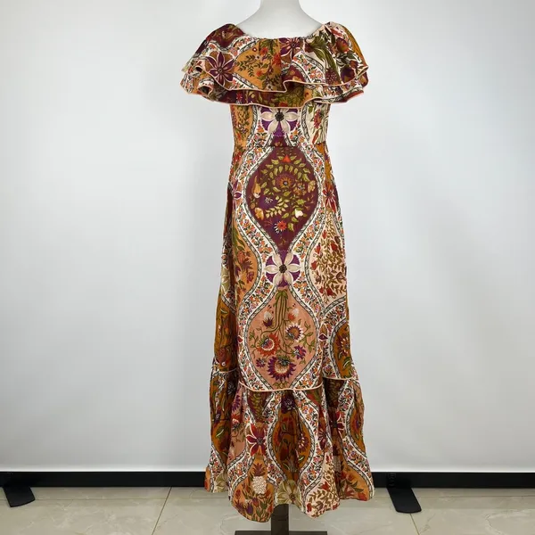 NWOT Farm Rio Romantic Nature Multicolor Ruffle Midi Dress Size XS - Image 8