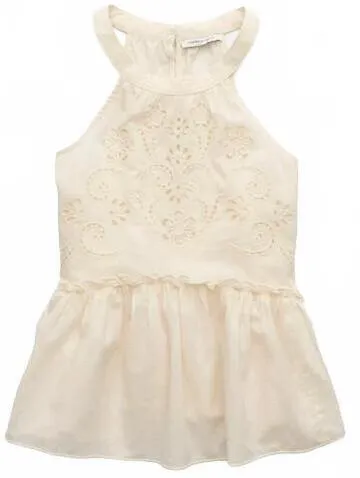 AE Embroidered Halter Tank Top American Eagle NWT Cream XS - Image 4