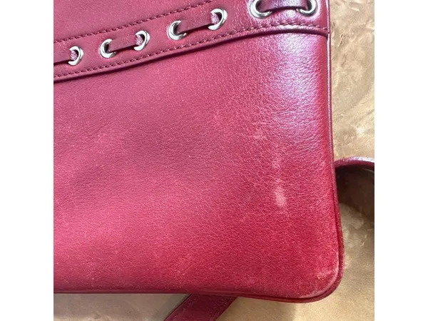 Coach Vintage Red Leather Grommet Lace-Up Crossbody Bag Y2K - Image 5