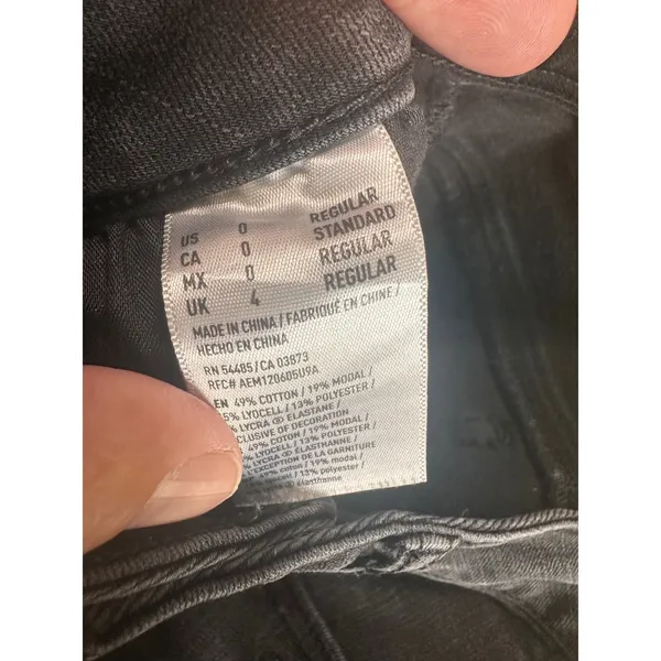 American Eagle Super Stretch X Skinny Jeans Black Distressed Ripped Frayed Hem 0 - Image 7