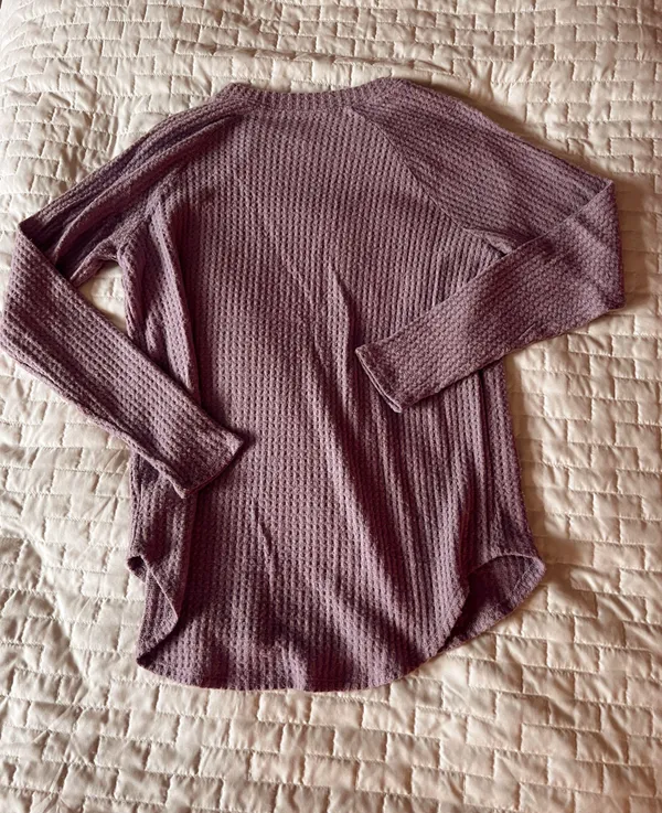 American Eagle Light Purple Waffle Knit Tee Size XS - Image 2