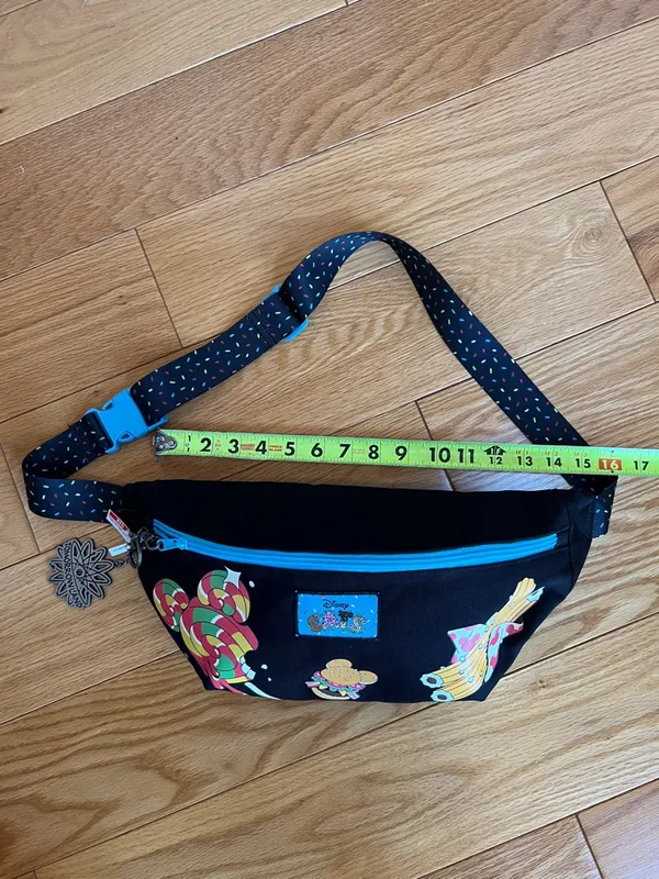 Disney fanny pack Colorful Candy Print Sling Bag with Turquoise Zipper - Image 4