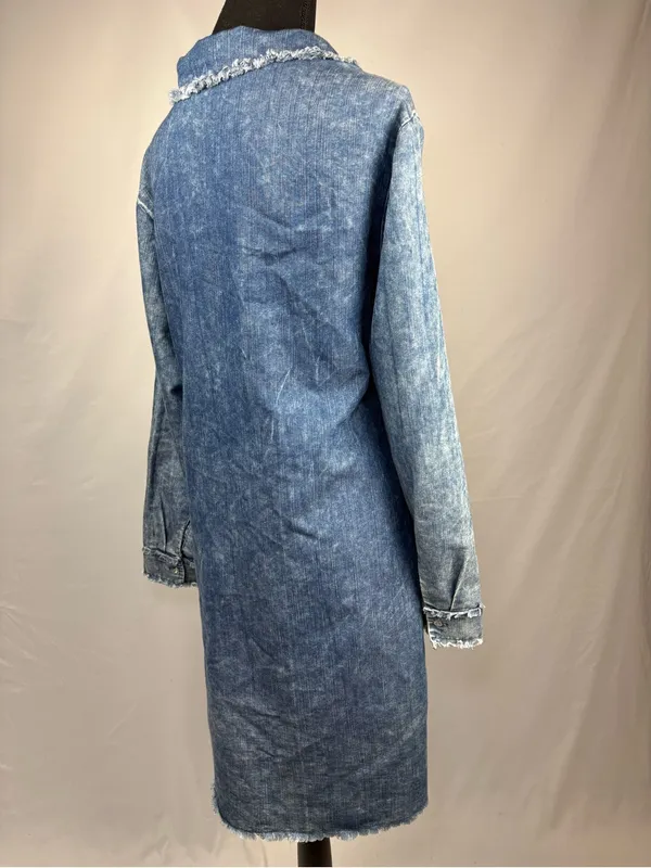 Shirt Dress Denim Button-Front Shirt Dress - Blue - Image 6