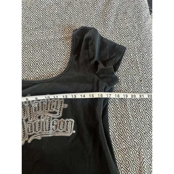 Harley Davidson Ladies studded sexy off the shoulder lace Up back short sleeve L - Image 2