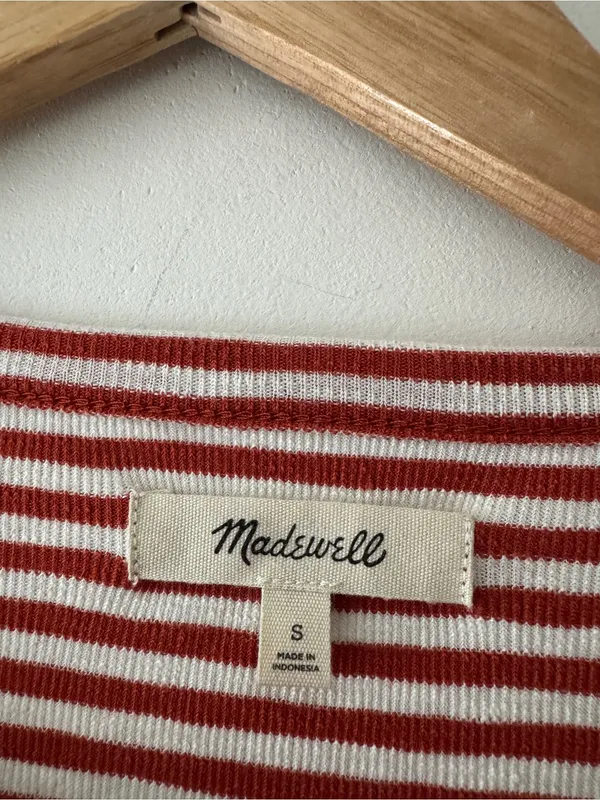 Madewell‎ Stripe Long Sleeve Knit Top Button Detail Sleeve - Image 3