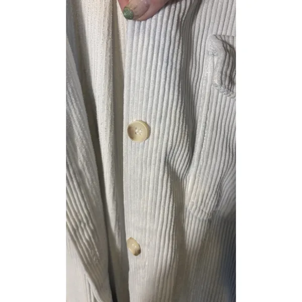 Ashley by 26 International Duster Shirt Jacket Long‎ Light Gray Corduroy Large - Image 4