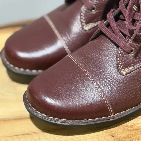 Clark's‎ Whistle Bea Leather Ankle Boots Lace Up Side Zip Plaid Size 10 A43 - Image 5