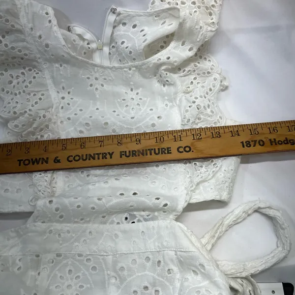 Blue Blush Eyelet Jumpsuit Cropped 100% Cotton Women S White Whimsical Girly Fun - Image 10