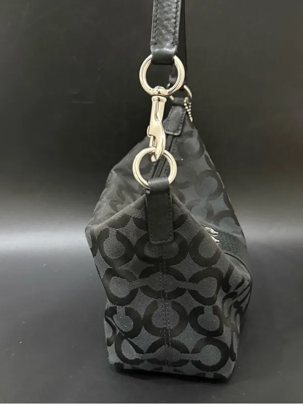 COACH 43771 Julia Outline OP Art Black Jacquard Canvas Small Purse Shoulder Bag - Image 3