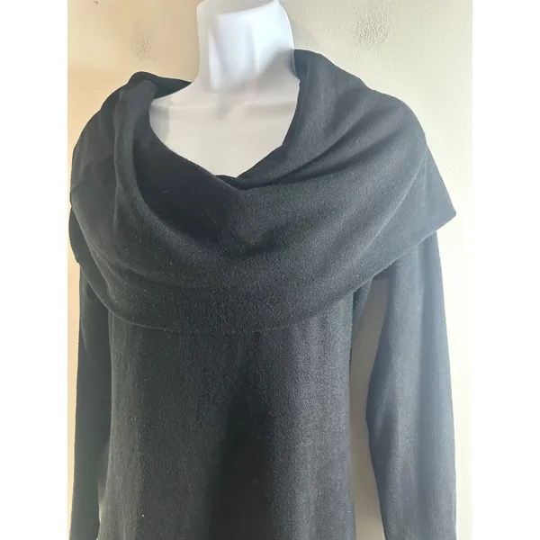 Soft Surroundings Womens Black‎ Cowl Neck Tunic Sweater Pockets Medium 25027 - Image 3