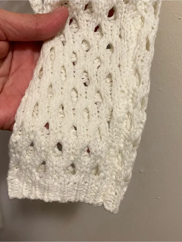 Debut Womens S Small Cardigan White Crochet Granny Squares Boho Festival Cottage - Image 6