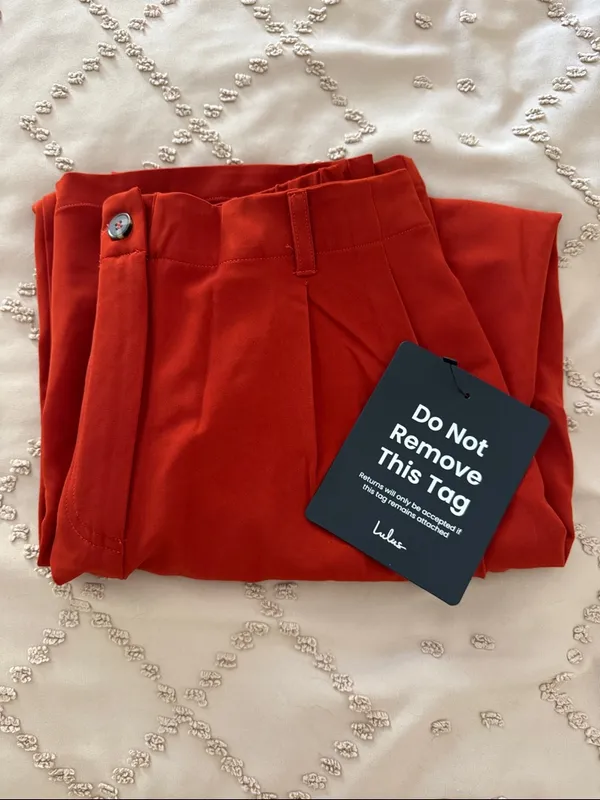Lulus Sophisticated Company Rust Red Straight Leg Trouser Pants - Image 2