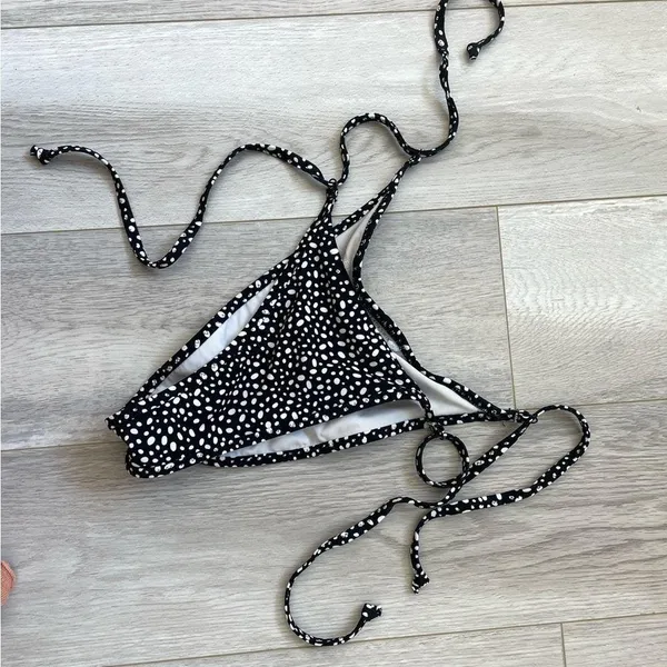 White Fox Swim Bottoms Sun Soaked Black Speckle (small) polka dot scrunch thong - Image 2