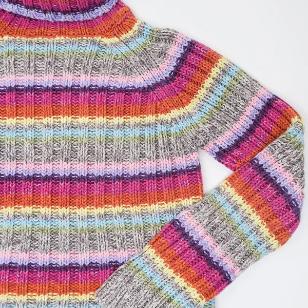 Vintage 90s Rocket 898 Rainbow Striped Knit Turtleneck Sweater - Image 5