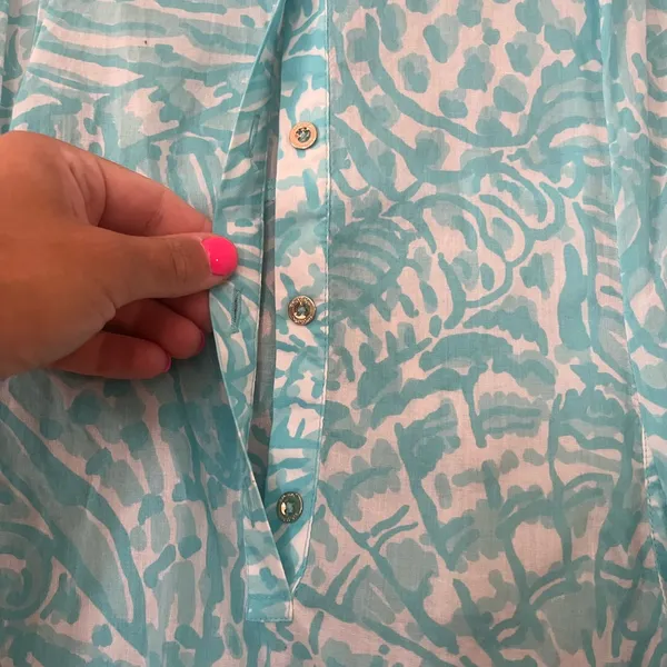 Lilly Pulitzer Sanibel Tunic Dress Sarong Coverup Shorley Teal Womens Small - Image 3