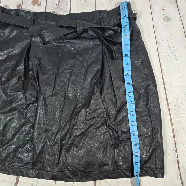 LoveRiche Belted Black Faux Leather Mini Skirt‎ L NWT - Image 10