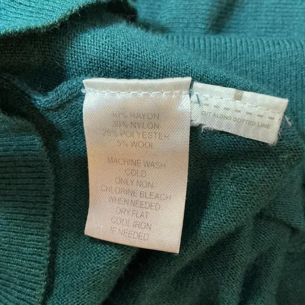 Loft Surplice Wrap Knit Sweater Women S Teal Green Dolman Sleeve V-Neck Ribbed‎ - Image 6