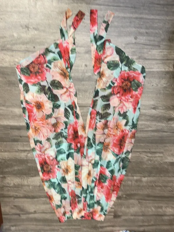 Brick Built S/M Floral Wide Leg Tie Hem Pants Lined Resort Vacation - Image 2